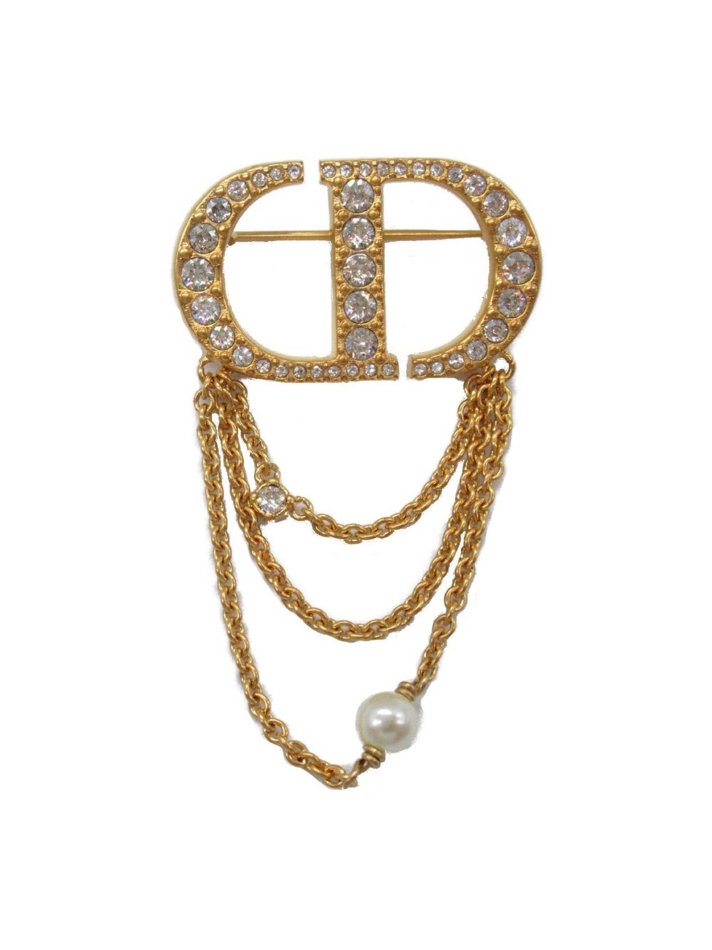 Dior Gold-Tone Crystal 'CD' Brooch with Pearl Drop
Never Used🚫No box